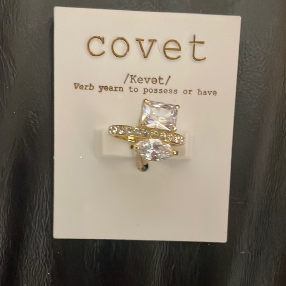 Covet Gold and Silver Ring with Clear Stones